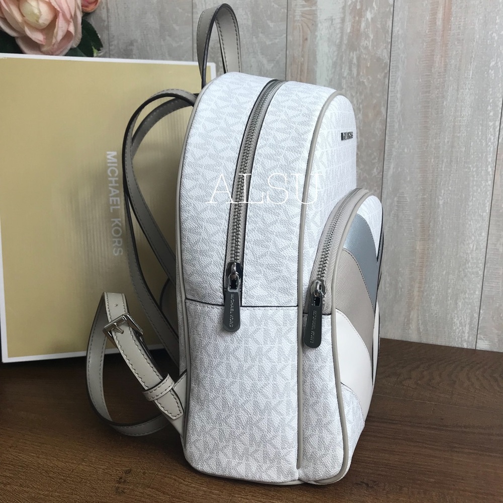 Michael Kors Abbey Med Backpack MiniLogo Br White - Picture 3 of 6